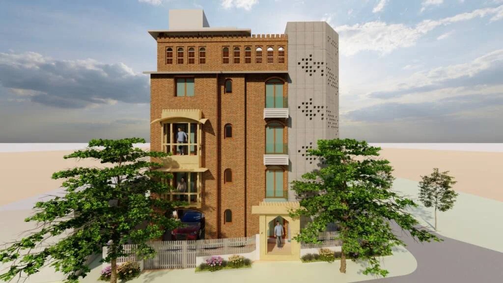 Golecha Ghar facade and construction detail view