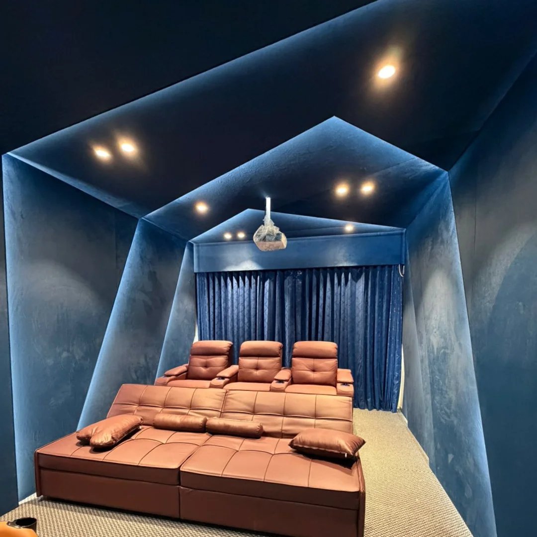 Kingston Park premium residential interiors and home theatre detailing view