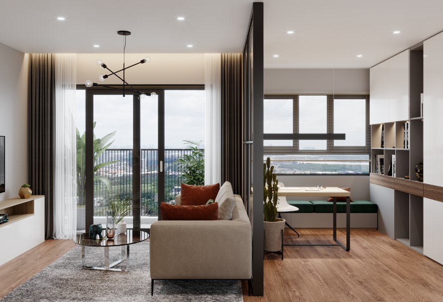 Modern studio apartment with smart layout and minimal interiors in an Indian metro city