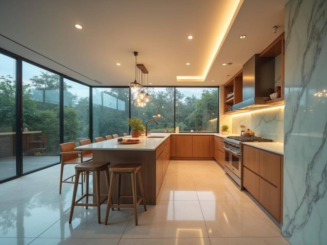 Modern sustainable interior design with natural lighting