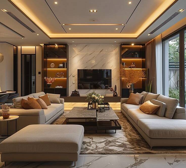 Living room color trends in modern Indian homes with warm neutral tones