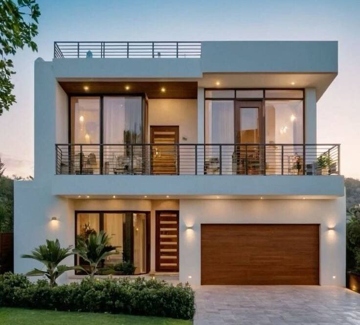 Turnkey home construction project showcasing a completed modern villa