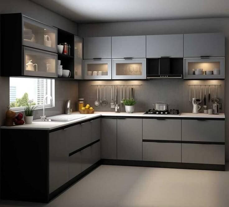 Modern modular kitchen design with efficient layout, premium cabinetry, and durable finishes for contemporary homes
