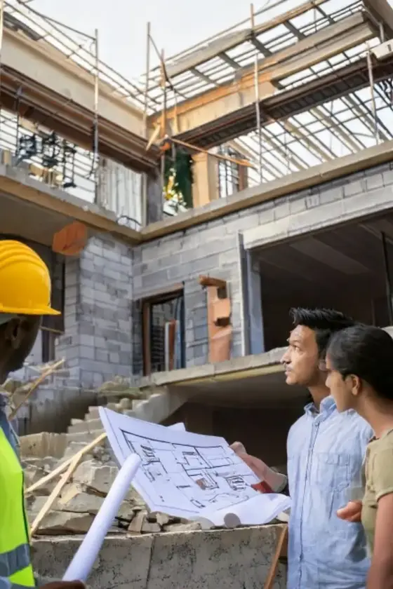 Stage inspection during home construction in Hyderabad