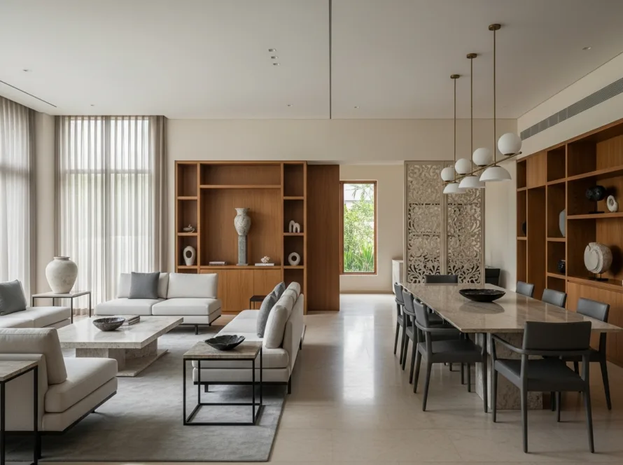 Luxury home interior design in a Hyderabad living and dining space
