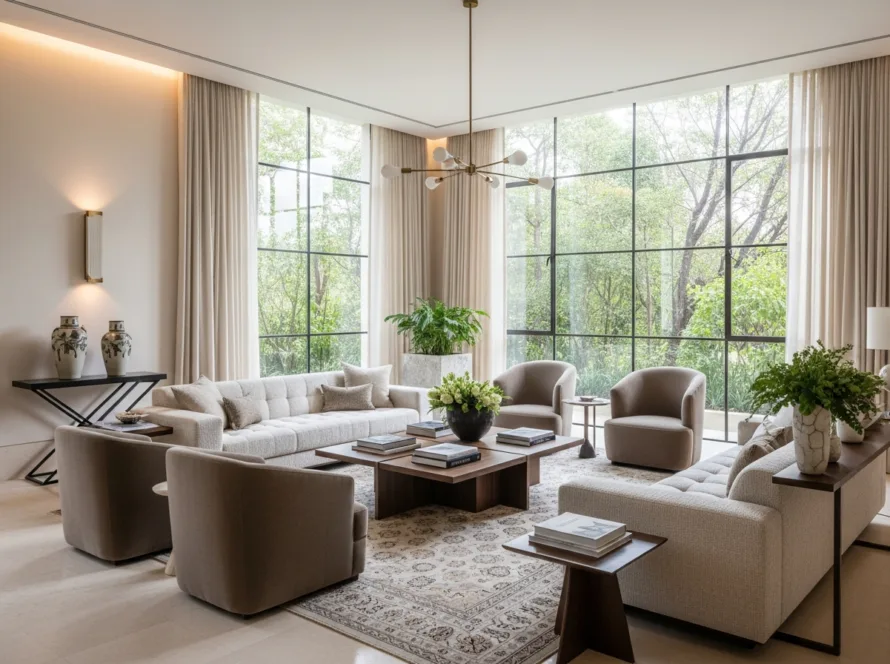 Refined luxury living room interior in a bespoke home
