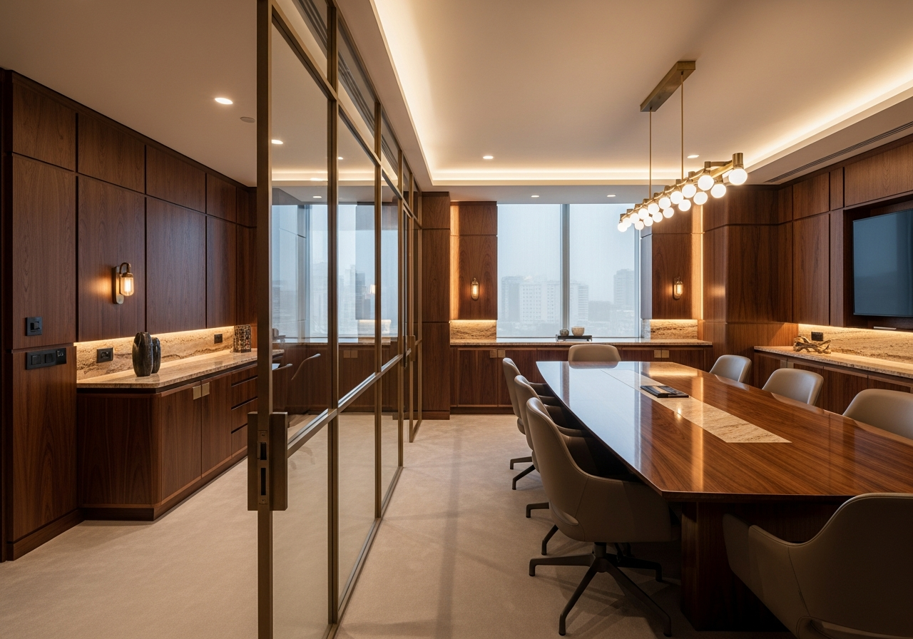 Bespoke private cabin and boardroom in a high-end Hyderabad office