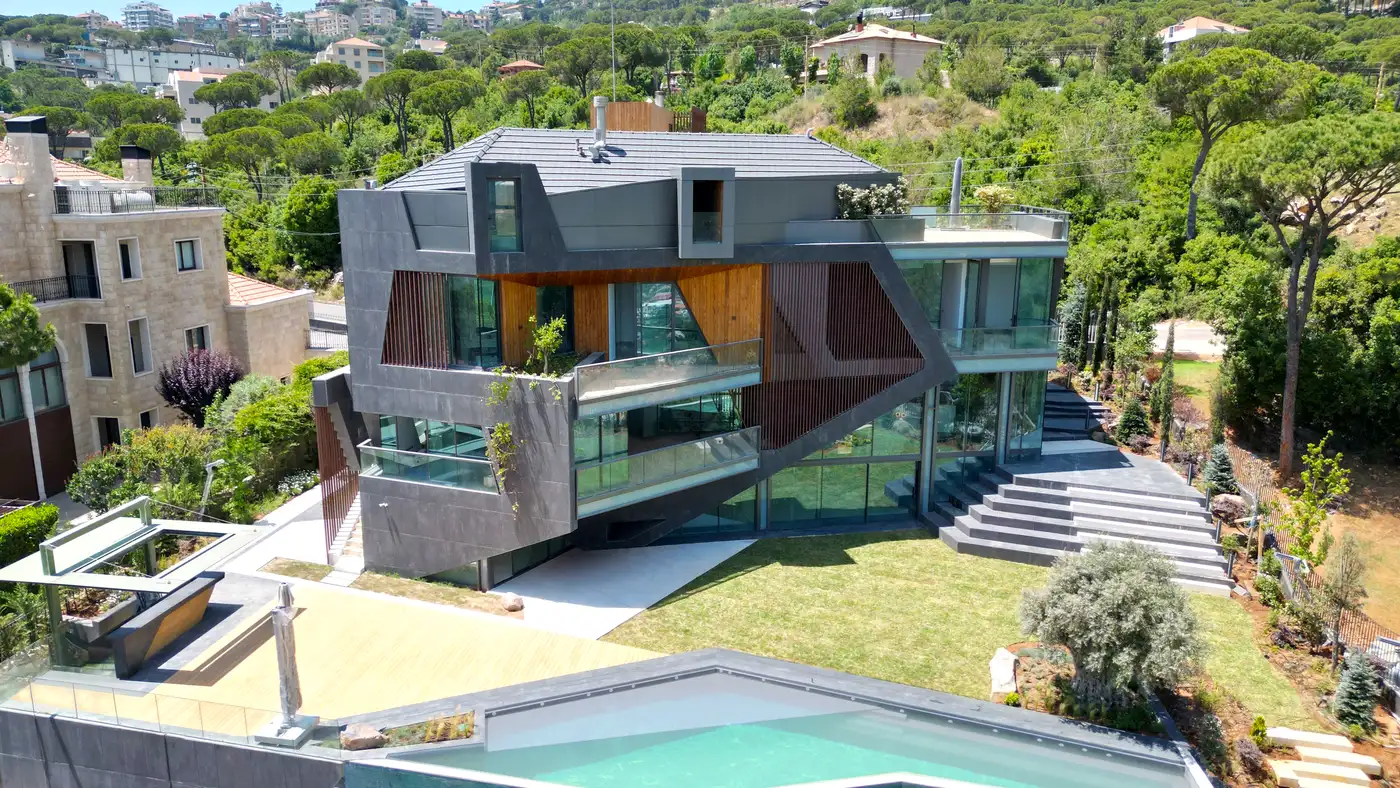 A newly completed house exterior